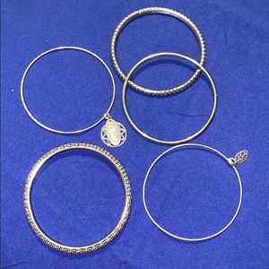 Silvertone bangle bracelet bundle